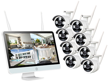 Беспроводной комплект на 8 камер для улицы с репитером с монитором 15